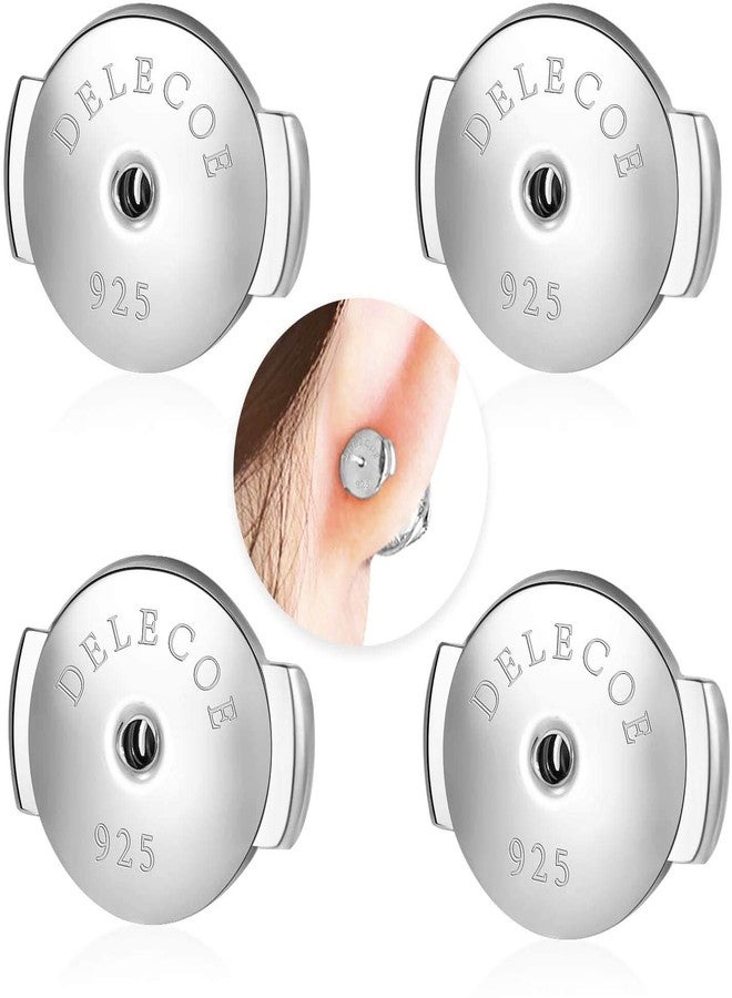 DELECOE 2 Pairs 18K White Gold Locking Stud Earring Backs Replacements, Hypoallergenic 925 Silver, Secure Push Earring Backs (Comfort, No-Fading) - Image 1
